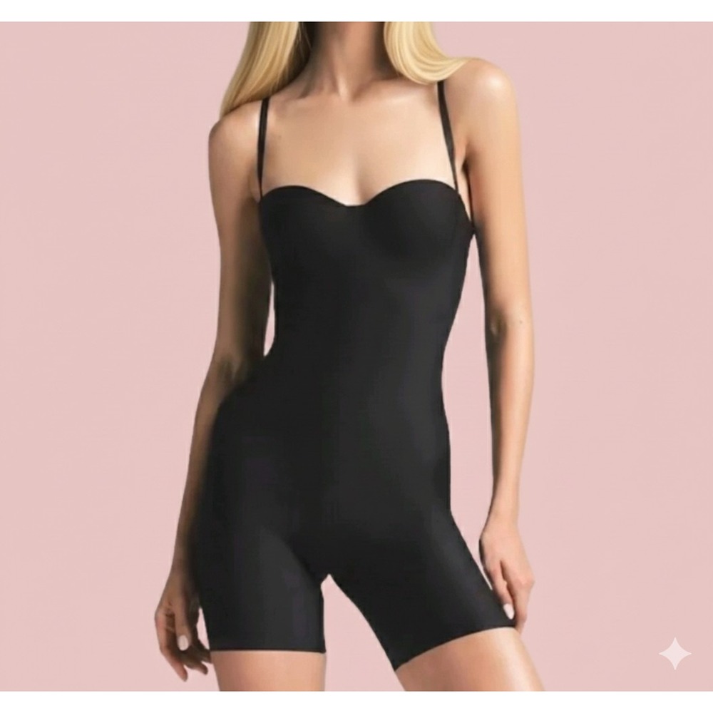 New $138 SKIMS Body Underwire Mid Thigh Bodysuit Onyx M Black BD-ONS-7120W NWT